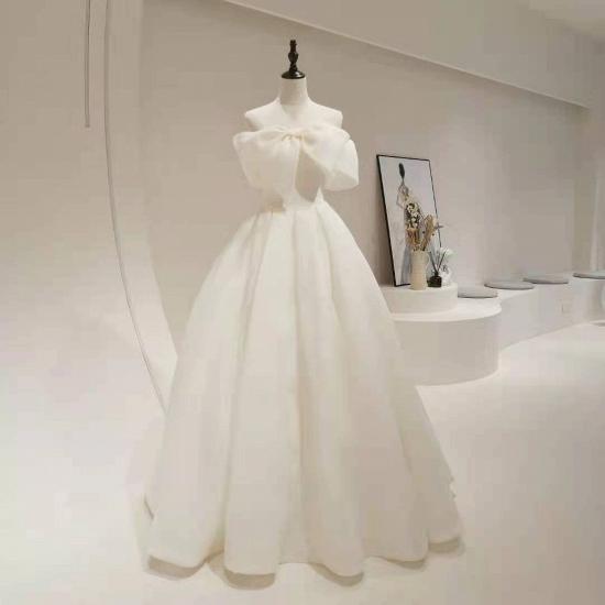 New Fashion Wedding Bride dress Featured bra pleated bow trim Short sleeve Palace wedding dress Elegant temperament Satin_4