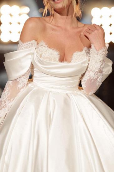 Einfache Brautkleider Prinzessin Satin | Brautkleider aus Spitze mit Ärmeln_3