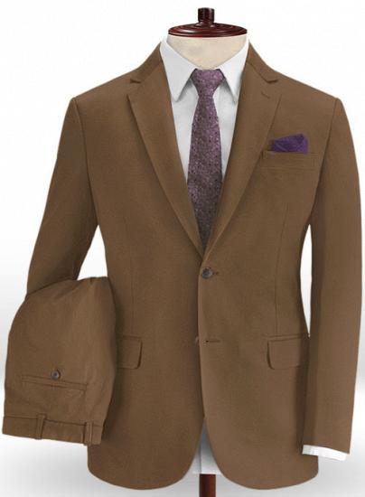 Brown cotton notched lapel casual suit | two-piece suit_1