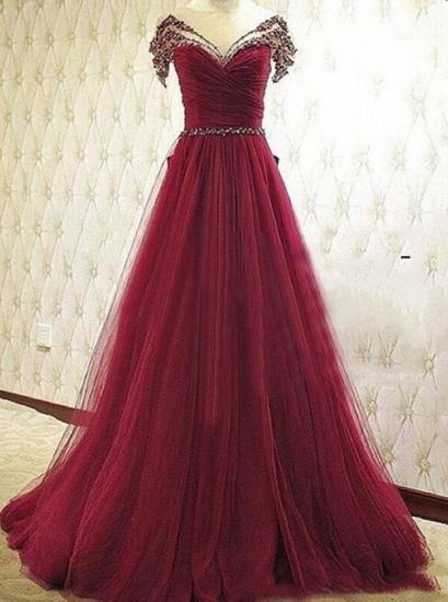 New Arrival Crystal Tulle Evening Dresses Custom Made Beading Party Dress with Bowknot_1