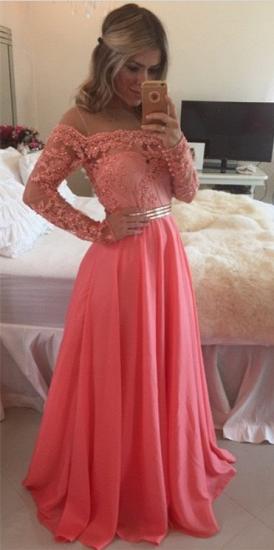 Lace Chiffon 2022 New Prom Dresses Gold Belt Long Sleeve Beaded Evening Gowns_2