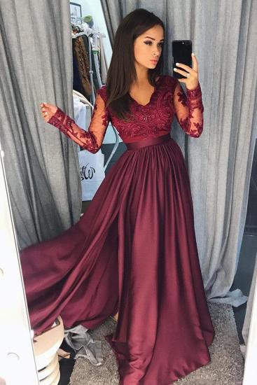 Simple  Applique Hot V-Neck Prom Dresses | Side slit Sleeveless Sexy Evening Dresses with Sparkly Beads_3