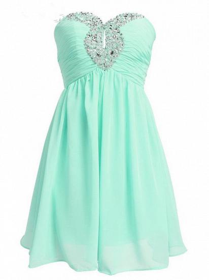 Elegant Light Green Sweetheart Chiffon Cocktail Dress Ruffles Beadings Zipper Short Homecoming Dress