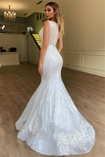 Elegant Straps V-Neck Appliques Prom Dresses | Sleeveless Mermaid Sequins Party Dresses_2