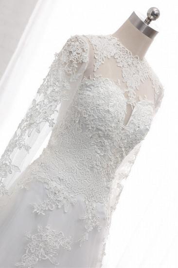 TsClothzone Modest Jewel White Tüll Brautkleid mit langen Ärmeln Applikationen A-Linie Brautkleider im Angebot_7