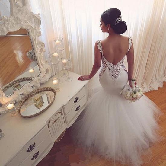 Lace Mermaid Tulle Wedding Gowns Open Back Sleeveless Sexy Bride Dresses Online_5