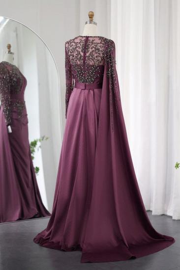 Wunderschönes Abendkleid mit langen Ärmeln und Rüschen aus Satin im Meerjungfrau-Stil, formelles Dubai-Kleid mit Strassverzierungen_2
