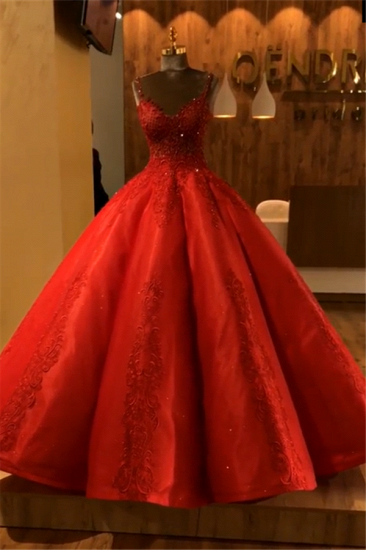 Red Straps Sleeveless Elegant Evening Dresses | 2022 Flowers Open Back Quinceanera Dresses with Beading_1