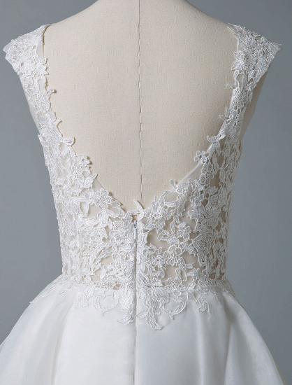 Gorgeous Jewel Sleeveless Lace Ruffles White Short Wedding Dresses_8