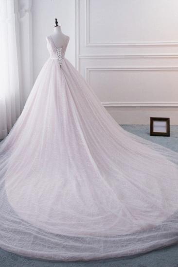 TsClothzone Erschwingliches ärmelloses Brautkleid mit V-Ausschnitt, Spitzenapplikationen, lange Brautkleider im Angebot_5