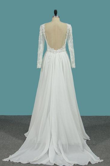 TsClothzone Elegant Jewel Long Sleeves Wedding Dress Chiffon Tulle Lace Ruffles Bridal Gowns Online_3