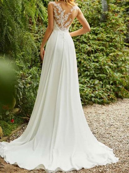 Elegant A-Line Chiffon White Lace Sweetheart Wedding Dresses_2