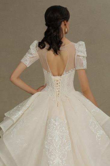 Charming Short Sleeve Garden Bridal Gown Sweetheart Wedding Dress Sweep Train_9