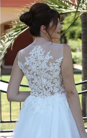 Glamorous White Lace Tulle Simple Wedding Dress Sleeveless_2