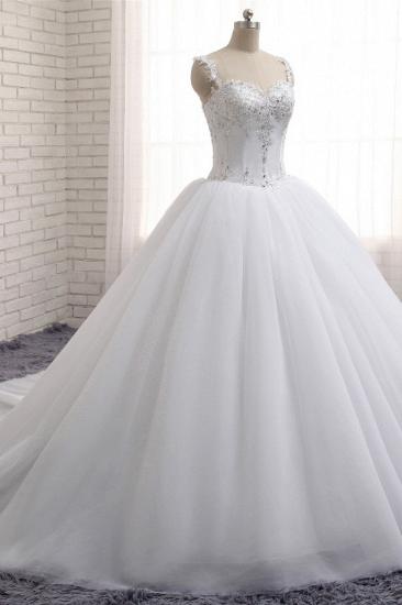 TsClothzone Stunning White Tulle Lace Wedding Dress Strapless Sweetheart Beadings Bridal Gowns with Appliques_4