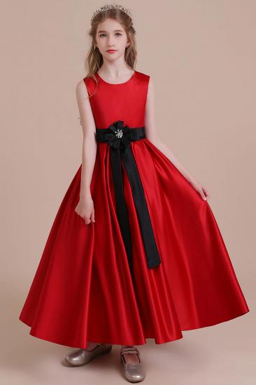 Modest Satin A-line Flower Girl Dress | Elegant Sleeveless Little Girls Dress for Wedding_4