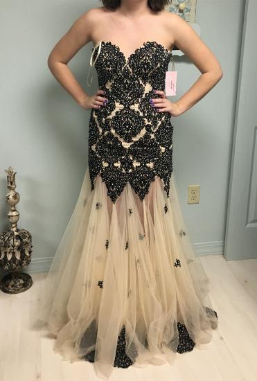 Elegant Sweetheart Tulle Evening Dress with Beadings Mermaid Floor Length Prom Dresses