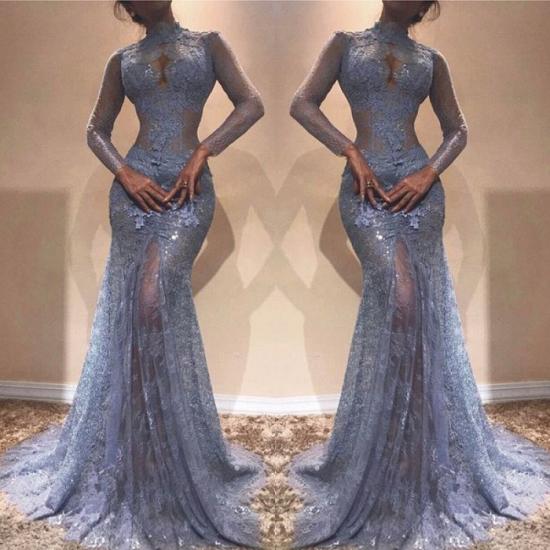 Gorgeous High-Neck Lace Evening Dress | Mermaid Long Sleeve Prom Dress_3