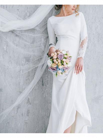 Mermaid Wedding Dress Jewel Tulle Polyester Long Sleeves Bridal Gowns Formal Plus Size with Sweep Train