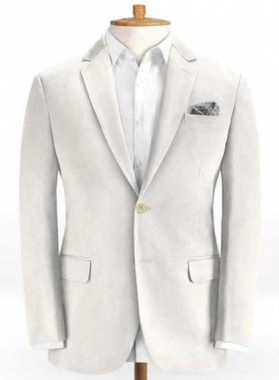 Cotton beige two-piece suit with notched lapel_2