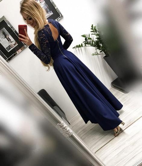 Sexy Long Sleeves Hi-Lo Abendkleid V-Ausschnitt Langes Abendkleid_3