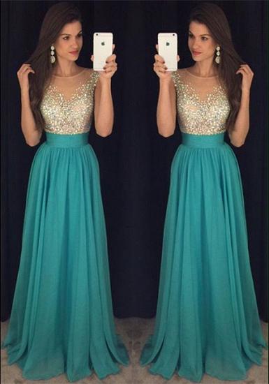 New Arrival Simple Crystal 2022 Prom Dress Scoop Floor Length Sequins Party Dresses_1