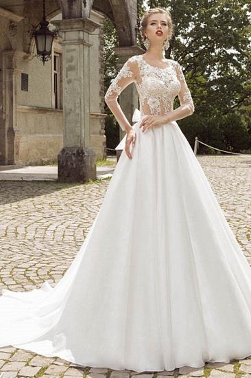 Vintage Long Sleeves Bridal Dress Appliques Court Train Sheer Wedding Ball Gowns_1