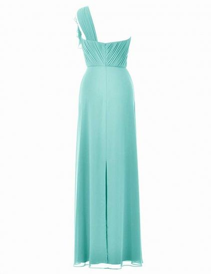 Green Asymmetric Long Chiffon  A-Line Party Bridesmaid Dress_2