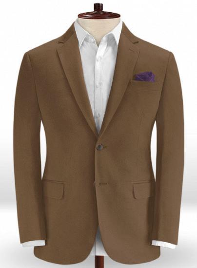 Brown cotton notched lapel casual suit | two-piece suit_2