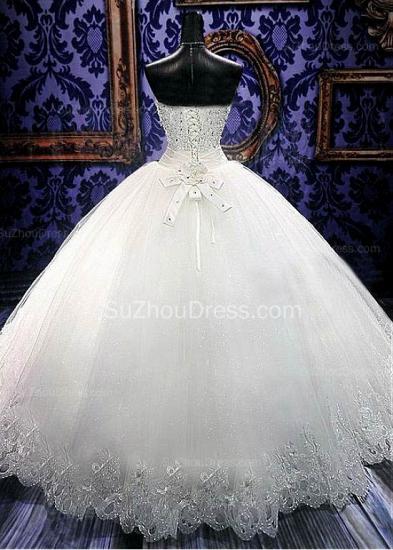 Crystal White Sweetheart Ball Gown Bridal Dress Sparkly Lace Floor Length Wedding Dresses for Women_2