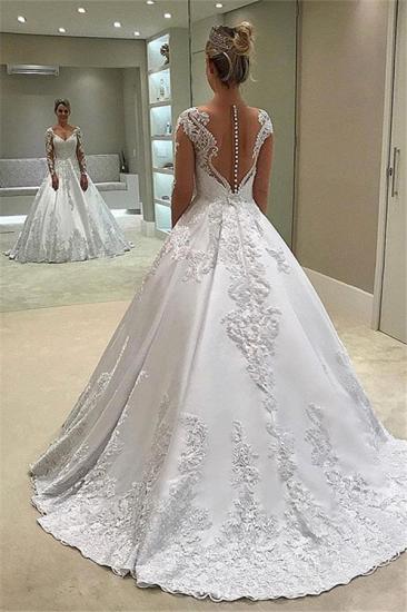 Elegant Long-Sleeves Ball-Gown Appliques Bridal Gown_2