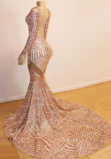 2022 Backless Sparkle Pailletten Meerjungfrau Ballkleider Billig | Langärmlige sexy Abendkleider mit V-Ausschnitt_3