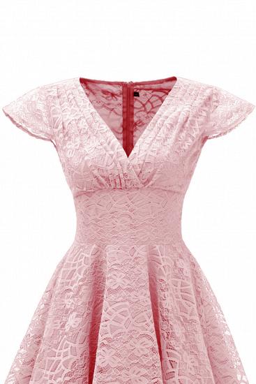 Elegante Spitze Vintage Rockabilly Kleid | Schöne V-Ausschnitt Damen Kleider A-Linie_9