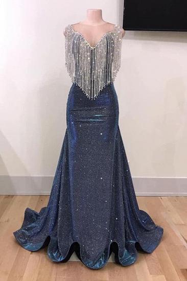 Dark navy sequin prom dress with shiny ruffles_1