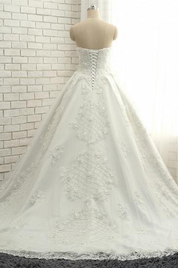 TsClothzone Glamorous Sweetheart A-line Tulle Wedding Dresses With Appliques White Ruffles Lace Bridal Gowns  Online_3