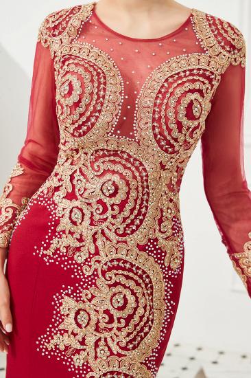 Harley | Luxury Illusion neck Long Sleeves Prom Dress with Sparkling Gold Lace Appliques_14