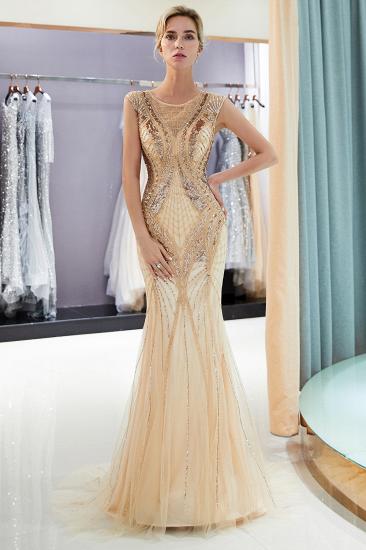 MAUD | Mermaid Sleeveless Golden Sequins Beading Formal Party Dresses_1