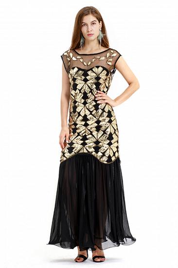 Beautiful Cap sleeves Long Black Cocktail Dresses | Shining Sequined Dress_1
