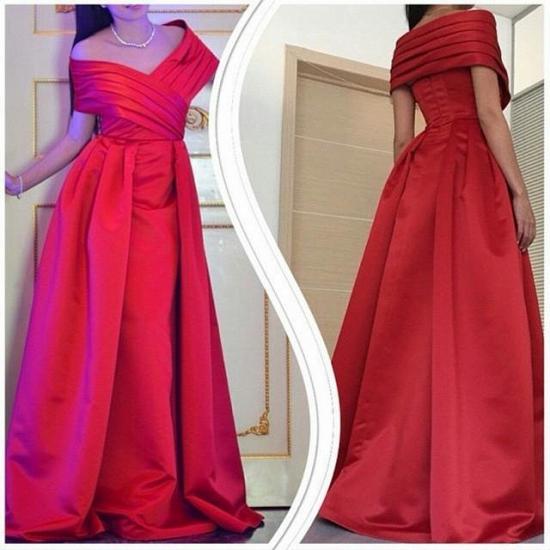 Off Shoulder Red Prom Dresses 2022 Stretch Satin Formal Evening Dress Long_2