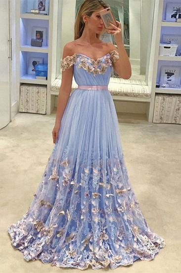 Gorgeous New in Off The Shoulder Evening Dresses | Tulle Flowers Open Back Prom Dress_2