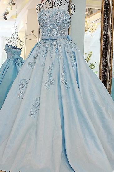 Sequins Applique Lace A-Line Strapless Floor-Length Beading Evening Dresses