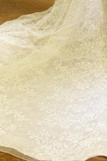 Gorgeous Short Sleeve Lace Tulle Princess Ivory Wedding Dress Online_8