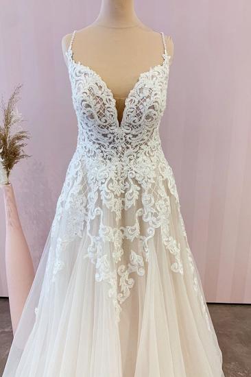 Beautiful wedding dress cream | Wedding dress A line with lace_3