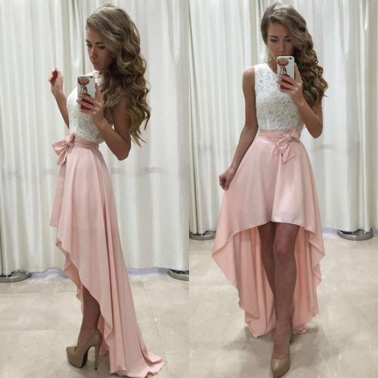 Lace Newest Straps Chiffon Hi-Lo Sleeveless A-line Prom Dress_2