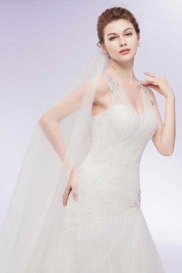 WENDY | Mermaid V-neck Floor Length Tulle Wedding Dresses with Crystals_6