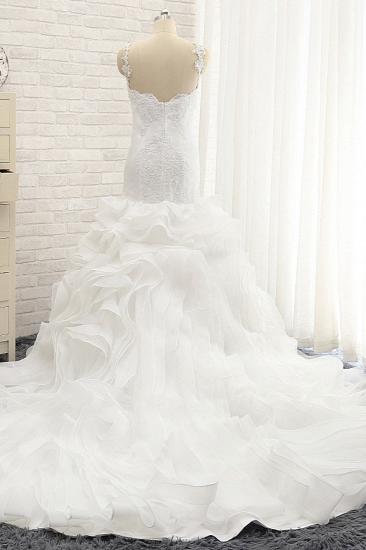 TsClothzone Sexy Sleeveless Straps Ruffles Wedding Dresses With Appliques White Mermaid Satin Bridal Gowns Online_3