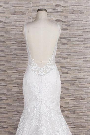 Gorgeous Spaghetti Straps Mermaid Wedding Dress | With Appliques Ivory Sleeveless Bridal Gowns_7