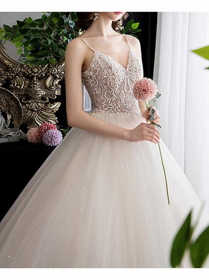 Affordable A-Line Wedding Dresses V-Neck Lace Spaghetti Strap Bridal Gowns On Sale_2