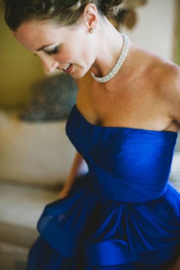 Sweetheart Royal Blue Cheap Wedding Dress Organza Puffy Hot Sale Brideal Dress for Beach Wedding_3