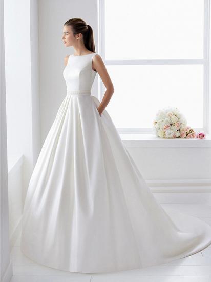 Ball Gown Wedding Dress Bateau Lace Polyester Regular Straps Bridal Gowns Elegant with Court Train_5